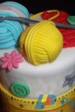 birthday cake with crochet and wool