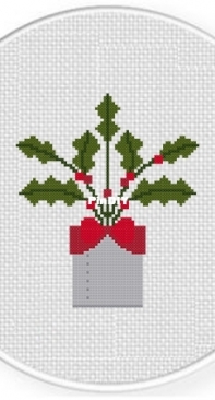 Daily Cross Stitch - Potted Holly Plant