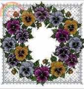 Bucilla 40915 Pansy Wreath Pillow by Joan Elliott XSD