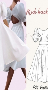 Chikafrikpatterns  - Midi Backless Puff Sleeve Dress  - English