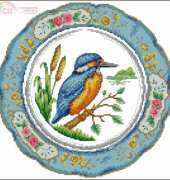 Kingfisher Collectible Bird Plate by Susan Bates from Cross Stitch Gold 72 XSD