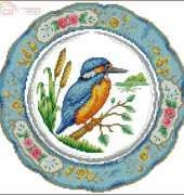 Kingfisher Collectible Bird Plate by Susan Bates from Cross Stitch Gold 72 XSD