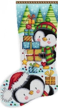 Durene Jones Cross Stitch DJXS2339 - Penguin Christmas Stocking XSD