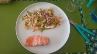 Trout with noodles
