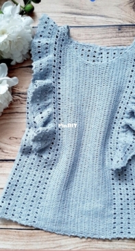 Azzalia knitting - Anna Kharlamova - Valerie ruffle top - Топ Valerie  с рюшами  - Russian