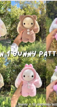 Wendy Crochets Co - Wendy Lin - 11-in-1 Baby Bunny in Clothing - English