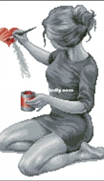 Beau2stitch - Enamored Girl Grey and Sepia by Jackie Lonen