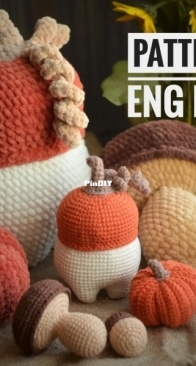 Vasilyeva Toys -  Autumn Set - Decorative Pumpkins and Mushrooms - English