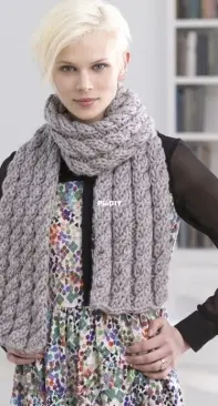 Lion Brand - Hometown USA Cabled Scarf - Free