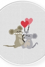 Daily cross stitch -Mouse Couple With Balloons