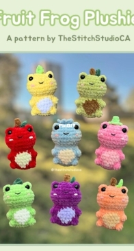 The Stitch Studio ca - Steffie - Fruit Frog Plushies: Strawberry, Blueberry, Peach, Apple, Grape, Avocado, Lemon and Lime