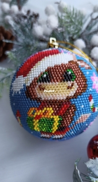 New Years Mouse and Bull Bead Ball Ornament - Ekaterina Kochkovskaya -  Free