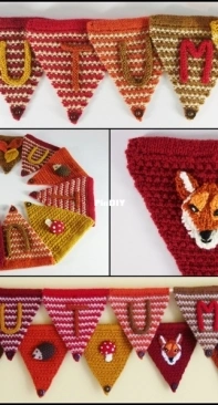 Frankies Knitted Stuff-Autumn BuntingWall Hanging  by Frankie Brown
