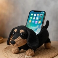 Mira Crochet Art - Emily - Crochet Dog Phone Holder