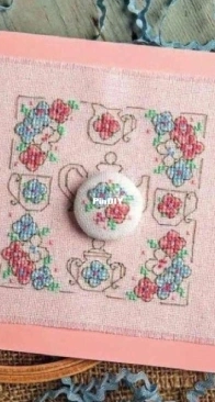 Teapot Card by Shannon Wasilieff from Cross Stitcher 309 PCS + XSD