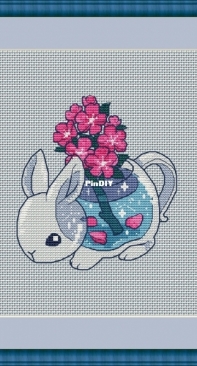 Rabbit with flowers by Ksenia Kuzmina/ CrossstitchKsu