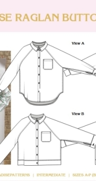 Paradise Patterns - Rose Raglan Button Up - Sizes A-P