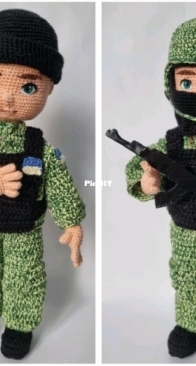 I CROCHET KH - Bova Aliona - Doll Military ZSU - Ukrainian