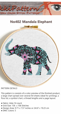 Nikki Pattern 402 - Mandala Elephant