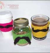 Yarnovations - Yarn Twins - Deborah Bagley and Dana Rebmann - Crochet Mustache Jar and Cup Cozy