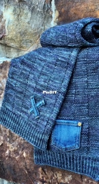 Sasha Knit+Denim Scarf by Alexandra Davidoff - Free