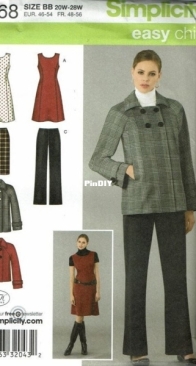 Simplicity - 2868 Pants, Skirt, Jacket in Two Lengths and Lined Jumper - Sizes 10-18 - English, Spanish