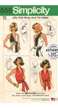 Simplicity - S5555 - 70s Misses Vintage Jiffy Knit Wrap and Tie Top - One Size