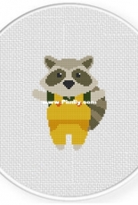 Daily Cross Stitch - Raccoon In Overalls