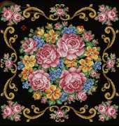 Roses cushion on black canvas