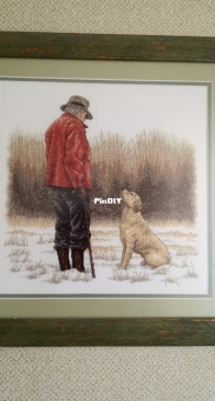 Finished cross stitch work - "Mans best friend "Dimensions 35169