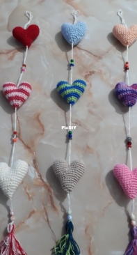 crochet frida and heart pendants