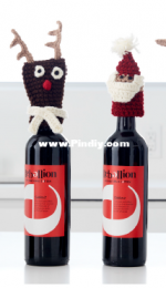 Yarnspirations - Santa and Reindeer crochet Bottle Toppers - Free