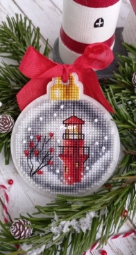 New Years  Lighthouse Ornament by Toma Mishukova / Reznichenko
