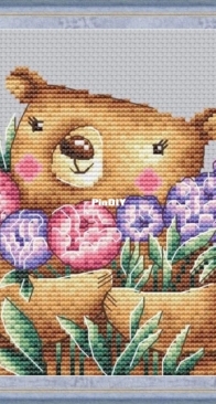 Bear With Peonies by Irina Dargele