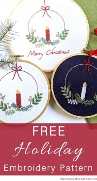 Wandering Threads - Holiday Candle Embroidery Pattern - Free