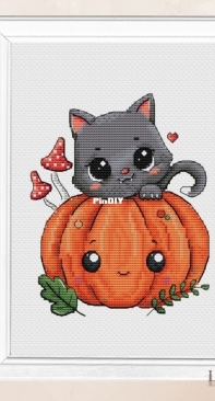 Lenore Stitch  - The Cat on a Pumpkin by Elena Mikhailowski