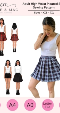 Ellie and Mac - High Waist Pleated Skirt - Sizes XXS-7XL