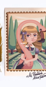 Mrs Peggotty Arts - Alice in Wonderland, Alice and Flamingo by Elisabetta Stoinich