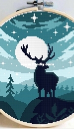 Deer in Forest Silhouette by Stitching Fairy