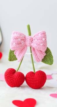 My Crochet Wonders - Marina Chuchkalova - Cherry Bow Ornament