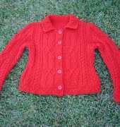 my cable red cardigan