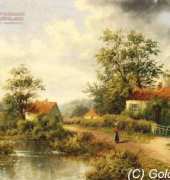Golden Kite 2199 - Country Scene with a Figure Walking a Lane