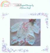 Rebecca Leigh 007 Bubble Berry Baby Sweater, Bonnet and Booties
