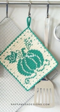 Raffamusa Designs - Raffaella Tassoni - Tapestry Crochet Pumpkin Potholder