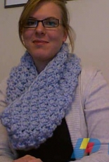 Blue Brambles Scarf by Alyssa Heath / Knitting Glasses-Free