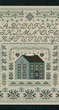 Happiness is heartmade - blue hollyhock house sampler