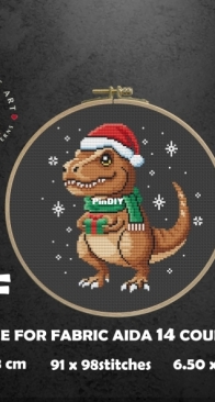 Max Stitches Art  - Christmas T-rex by Liudmila