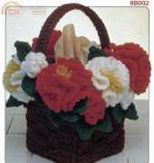 Annie;s Attic 8B002 - Emily Wallner - Basket Of Flowers Tissue Cover