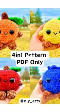 N.Y Arts 4in1 Pattern, Fruits Crochet, Orange, Lemon, Apple and Blueberry