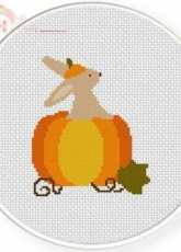Daily Cross Stitch - Autumn Bunny Pumpkin